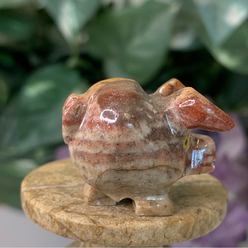 Red Soapstone Carved Pig Figurine Miniature Stone Farm Animal Carving Mini Swine - Picture 5 of 15
